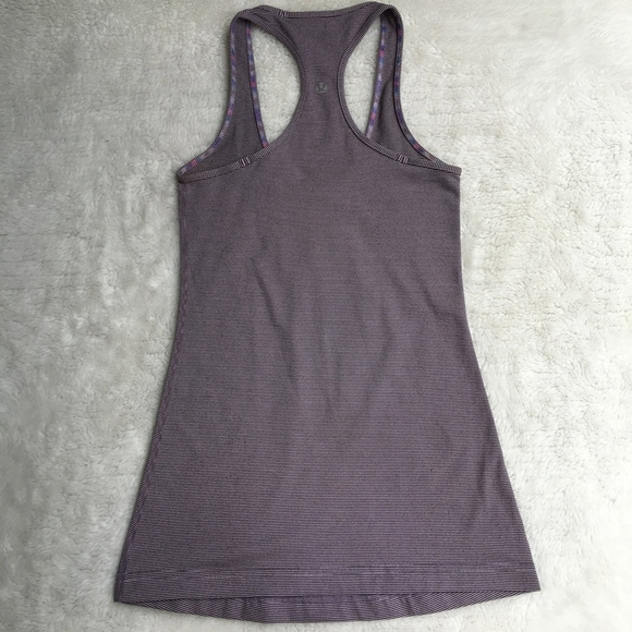 lululemon athletica Tops - Lululemon Cool Racerback Striped Purple Tank Top 2